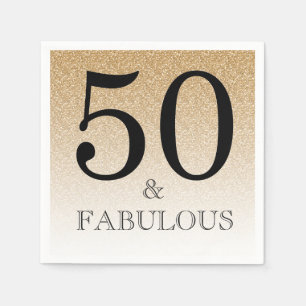 Gold Glitter Ombre 50 en Fabulous 50th Birthday Servet