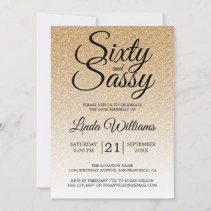 Gold Glitter Ombre 60 en Sassy 60th Birthday Kaart