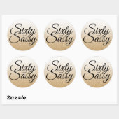 Gold Glitter Ombre 60 en Sassy 60th Birthday Ronde Sticker (Vel)