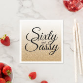 Gold Glitter Ombre 60 en Sassy 60th Birthday Servet (Insitu)
