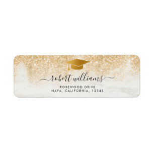 Gold Glitter Ombre Afstuderen Return Address Etiket