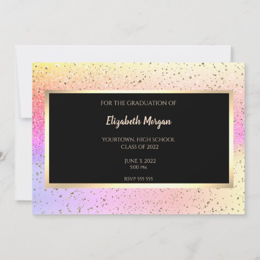 Gold Glitter Ombre Afstuderen slaat de datum op Save The Date (Achterkant)