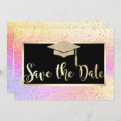 Gold Glitter Ombre Afstuderen slaat de datum op Save The Date (Voorkant / Achterkant)