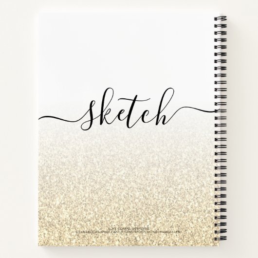Gold Glitter Ombre Sketchbook Name Notitieboek (Achterkant)