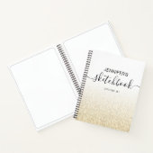 Gold Glitter Ombre Sketchbook Name Notitieboek (Binnen)
