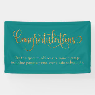 Gold Glitter omwisselen Gefeliciteerd, helder Blau Spandoek