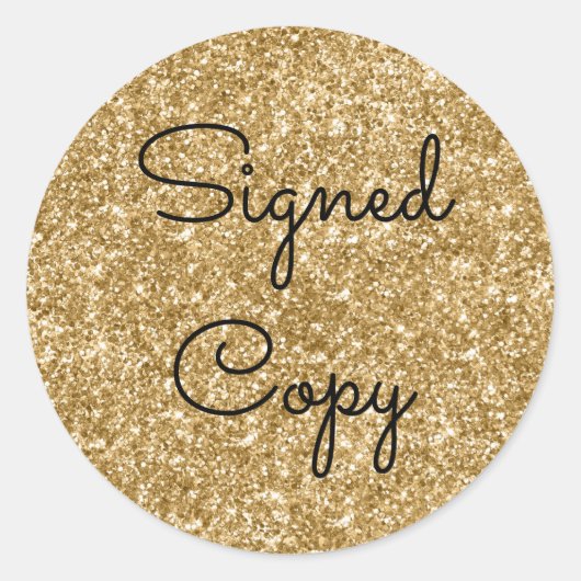 Gold Glitter Ondertekende kopie Ronde Sticker (Voorkant)