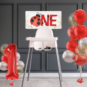 Gold Glitter ONE Ladybug Verjaardag Mini Banner