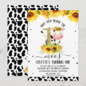 Gold Glitter One Sunflower Koe print 1 geboortedag Kaart (Voorkant / Achterkant)