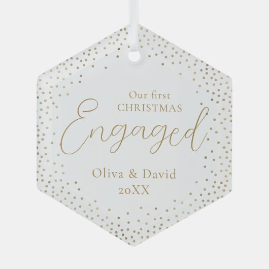 Gold Glitter Ons eerste kerstscript Glas Ornament (Voorkant)