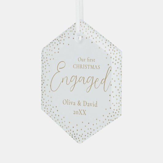 Gold Glitter Ons eerste kerstscript Glas Ornament (Voorkant links)