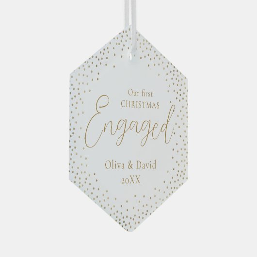 Gold Glitter Ons eerste kerstscript Glas Ornament (Voorkant Rechts)