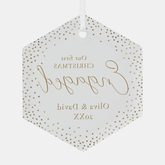 Gold Glitter Ons eerste kerstscript Glas Ornament (Achterkant)
