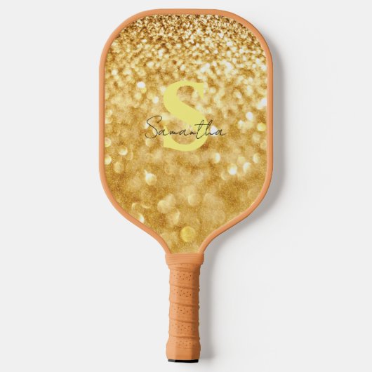 Gold glitter-ontwerp Elegant & stijlvolle aangepas Pickleball Paddle (Achterkant)