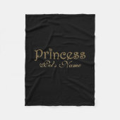 Gold Glitter op Black Personalized Princess Pet Fleece Deken (Voorkant)