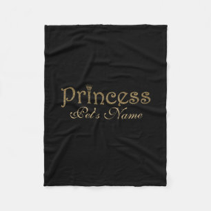 Gold Glitter op Black Personalized Princess Pet Fleece Deken