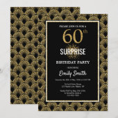 Gold Glitter op Black Surprise 60th Birthday Kaart (Voorkant / Achterkant)