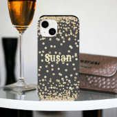 Gold Glitter op grijze persoonlijke naam Case-Mate iPhone Case