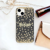 Gold Glitter op grijze persoonlijke naam Case-Mate iPhone Case