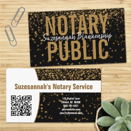 Gold Glitter op zwarte aangepaste QR-codenummer Visitekaartje