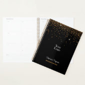 Gold Glitter op zwarte achtergrond Wekelijks Maand Planner (Display)