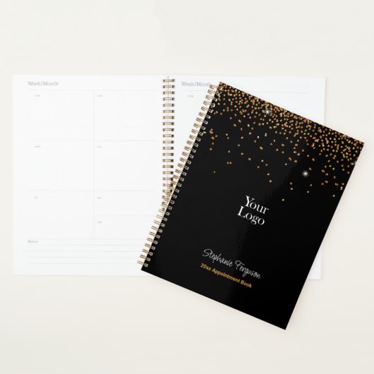 Gold Glitter op zwarte achtergrond Wekelijks Maand Planner (Display)