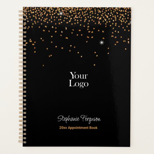Gold Glitter op zwarte achtergrond Wekelijks Maand Planner (Voorkant)