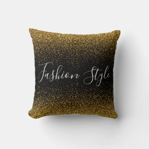 Gold Glitter op zwarte mode Kussen