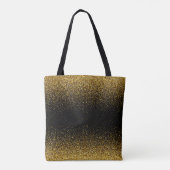 Gold Glitter op zwarte mode Tote Bag (Achterkant)