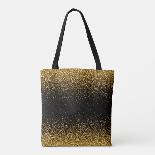 Gold Glitter op zwarte mode Tote Bag (Achterkant)