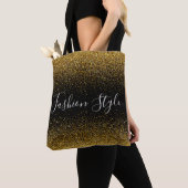 Gold Glitter op zwarte mode Tote Bag (Dichtbij)