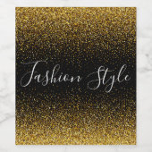 Gold Glitter op zwarte mode Wijn Etiket (Enkel label)