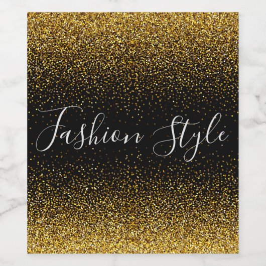 Gold Glitter op zwarte mode Wijn Etiket (Enkel label)