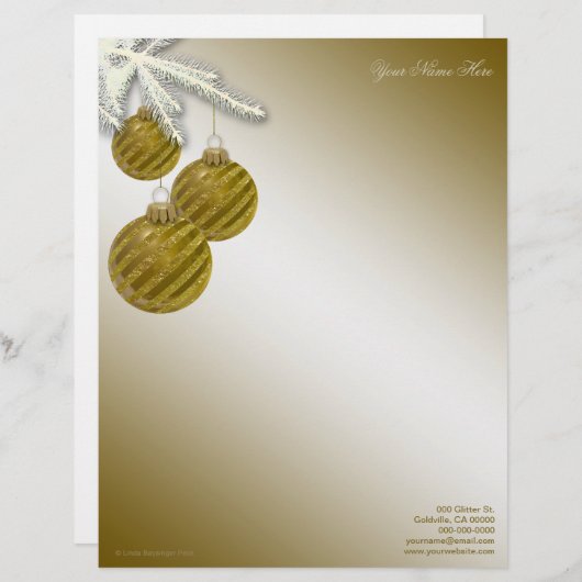 Gold Glitter Ornaments Briefhoofd Ontwerp (Voorkant / Achterkant)