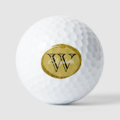 Gold Glitter Oval Black Letter Monogram op maat Golfballen (Voorkant)