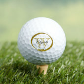 Gold Glitter Oval Initiaal Letter Monogram Naam Golfballen (Insitu Shirt)