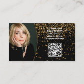 Gold Glitter Over Black Custom Photo QR Code Visitekaartje (Achterkant)