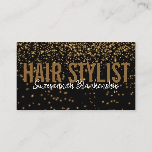 Gold Glitter Over Black Custom Photo QR Code Visitekaartje (Voorkant)