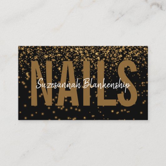 Gold Glitter Over Black Custom Photo QR Code Visitekaartje (Voorkant)