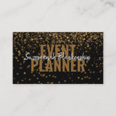 Gold Glitter Over Black Custom Photo QR Code Visitekaartje (Voorkant)