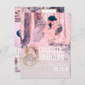 Gold Glitter Paar Fotocollage Opslaan van de Datum Aankondigingskaart (Voorkant / Achterkant)