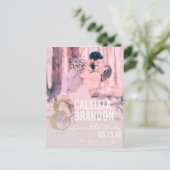 Gold Glitter Paar Fotocollage Opslaan van de Datum Aankondigingskaart (Staand voorkant)