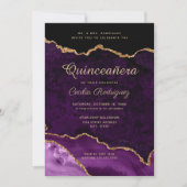 Gold Glitter Paars Agate Quinceanera Kaart (Voorkant)