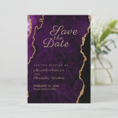 Gold Glitter Paars Agate Save the Date (Staand voorkant)