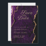 Gold Glitter Paars Agate Save the Date<br><div class="desc">Gold Glitter Paars Agate Save the Date Card.</div>
