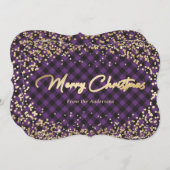 Gold Glitter Paarse Buffalo met kerstkaarten Feestdagenkaart (Voorkant / Achterkant)