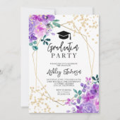 Gold glitter paarse foto afstuderen kaart (Voorkant)
