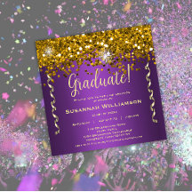 Gold Glitter Paarse Graduation Party