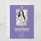 Gold Glitter Paarse Marble Glam Graduation Party Kaart (Voorkant)
