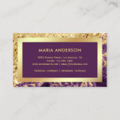 Gold Glitter Paarse Marble Makeup Artist Visitekaartje (Achterkant)